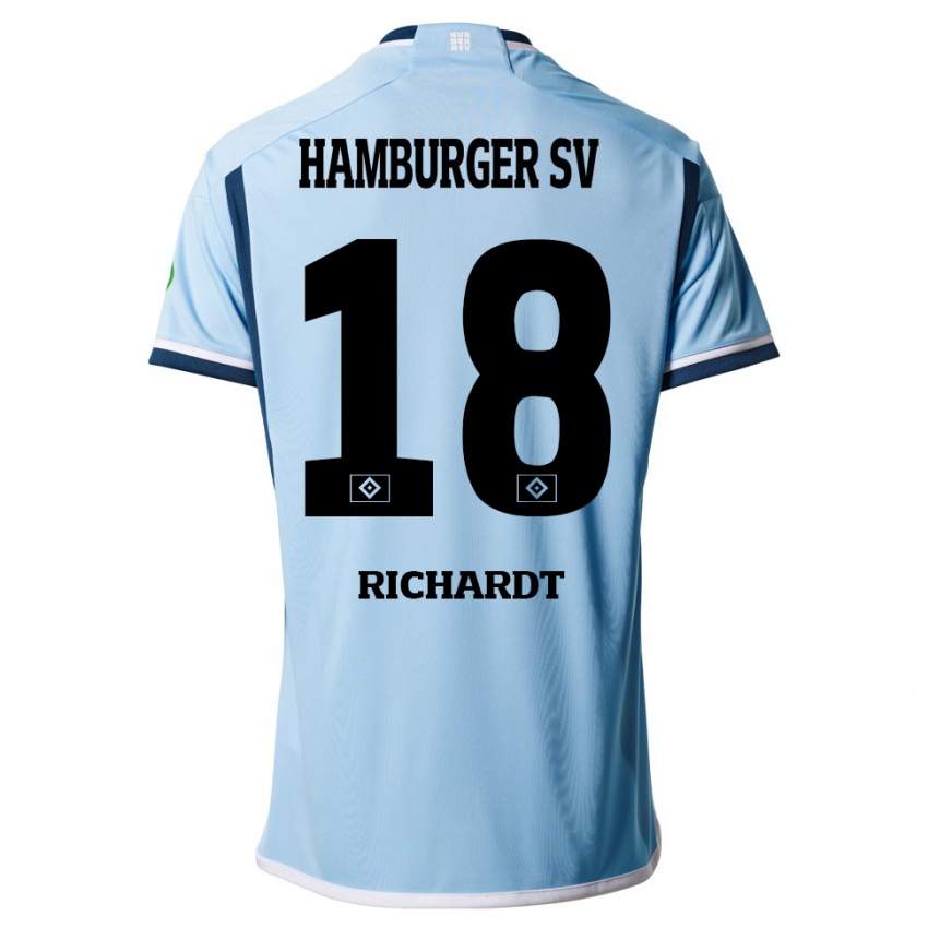 Herren Dayo Richardt #18 Blau Auswärtstrikot Trikot 2023/24 T-Shirt Belgien