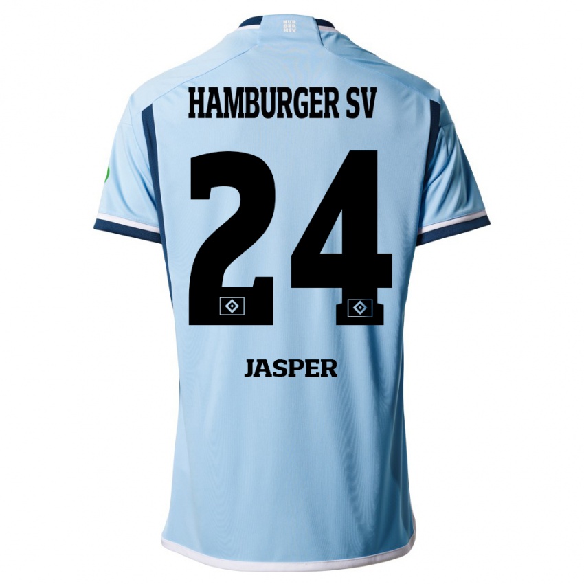 Herren Jan-Lukas Jasper #24 Blau Auswärtstrikot Trikot 2023/24 T-Shirt Belgien