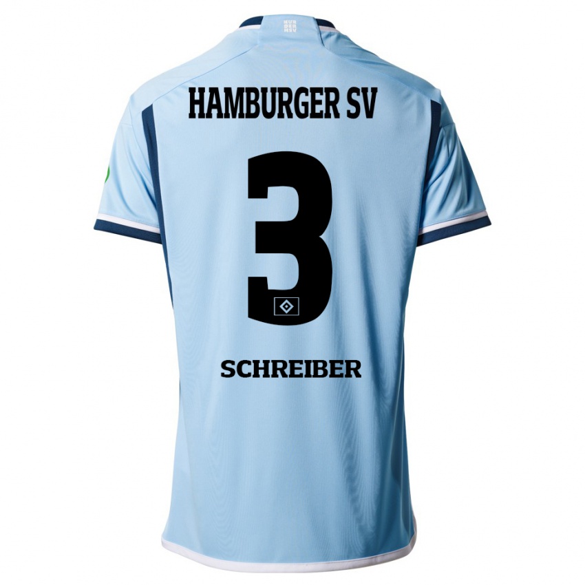 Herren David Schreiber #3 Blau Auswärtstrikot Trikot 2023/24 T-Shirt Belgien