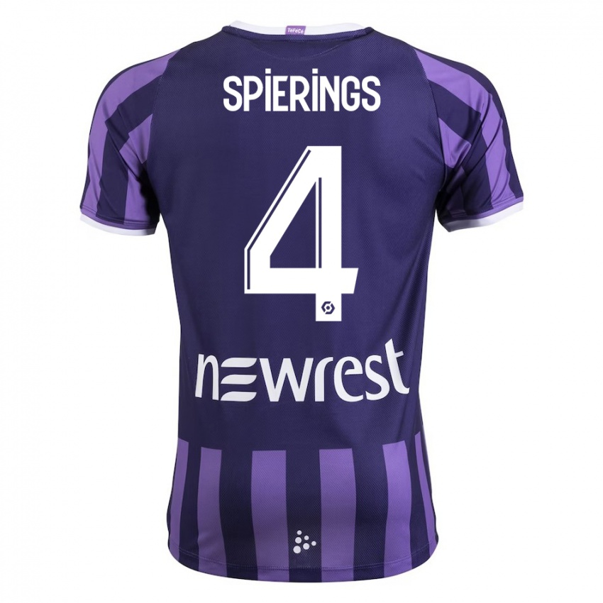 Herren Stijn Spierings #4 Lila Auswärtstrikot Trikot 2023/24 T-Shirt Belgien