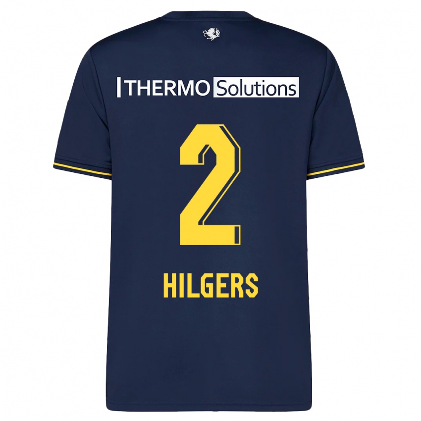 Herren Mees Hilgers #2 Marine Auswärtstrikot Trikot 2023/24 T-Shirt Belgien