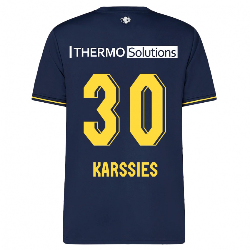 Herren Sam Karssies #30 Marine Auswärtstrikot Trikot 2023/24 T-Shirt Belgien