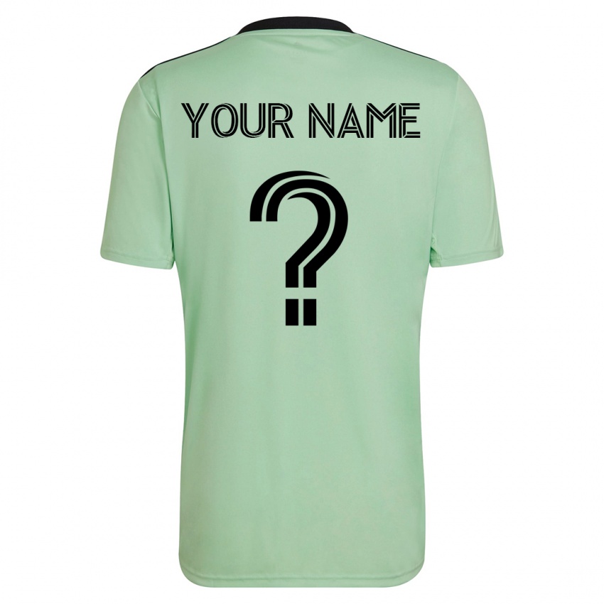 Heren Uw Naam #0 Licht Groen Uitshirt Uittenue 2023/24 T-Shirt België