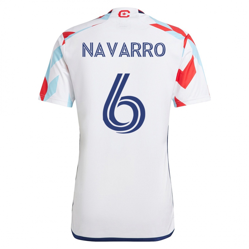 Herren Miguel Navarro #6 Weiß Blau Auswärtstrikot Trikot 2023/24 T-Shirt Belgien