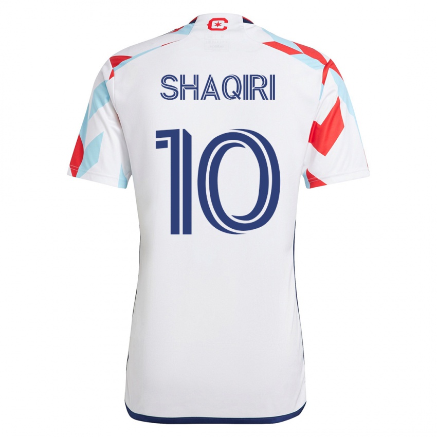 Heren Xherdan Shaqiri #10 Wit Blauw Uitshirt Uittenue 2023/24 T-Shirt België