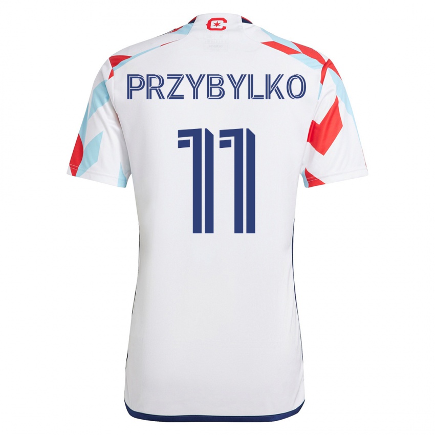 Herren Kacper Przybylko #11 Weiß Blau Auswärtstrikot Trikot 2023/24 T-Shirt Belgien