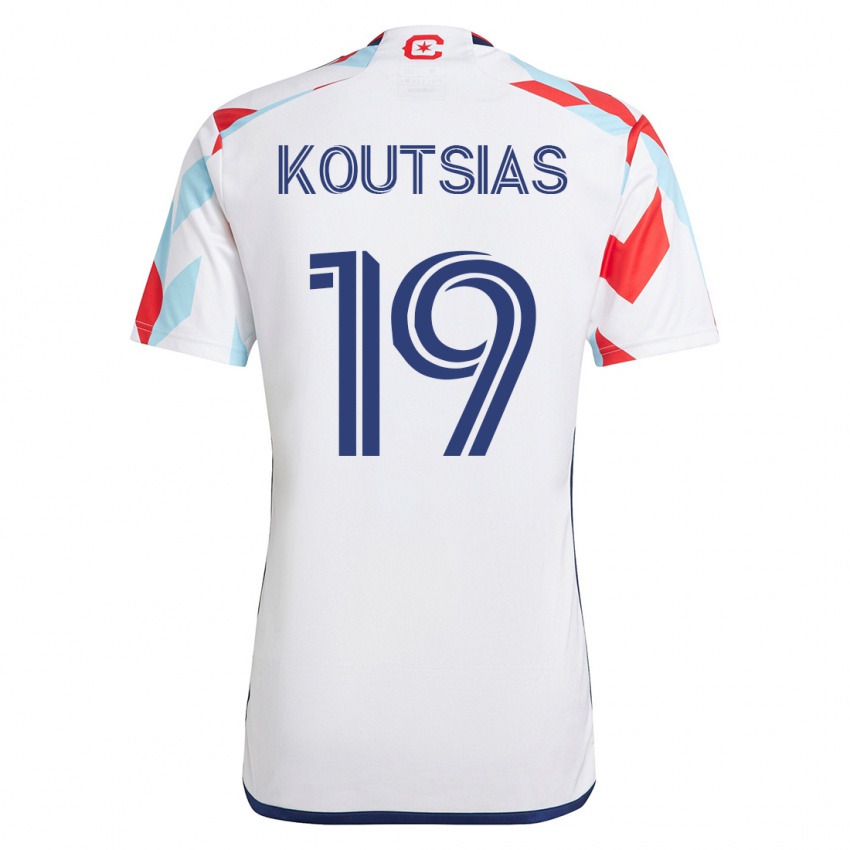 Heren Georgios Koutsias #19 Wit Blauw Uitshirt Uittenue 2023/24 T-Shirt België