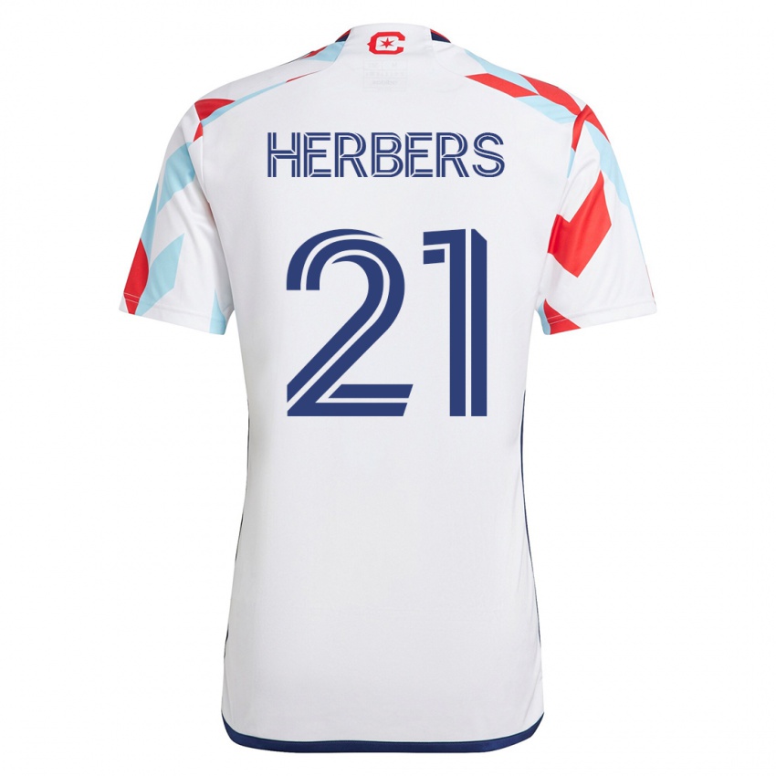 Heren Fabian Herbers #21 Wit Blauw Uitshirt Uittenue 2023/24 T-Shirt België