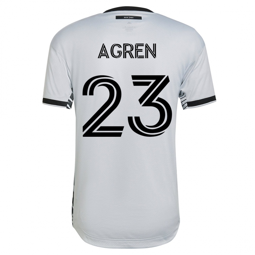 Heren Oskar Agren #23 Wit Uitshirt Uittenue 2023/24 T-Shirt België