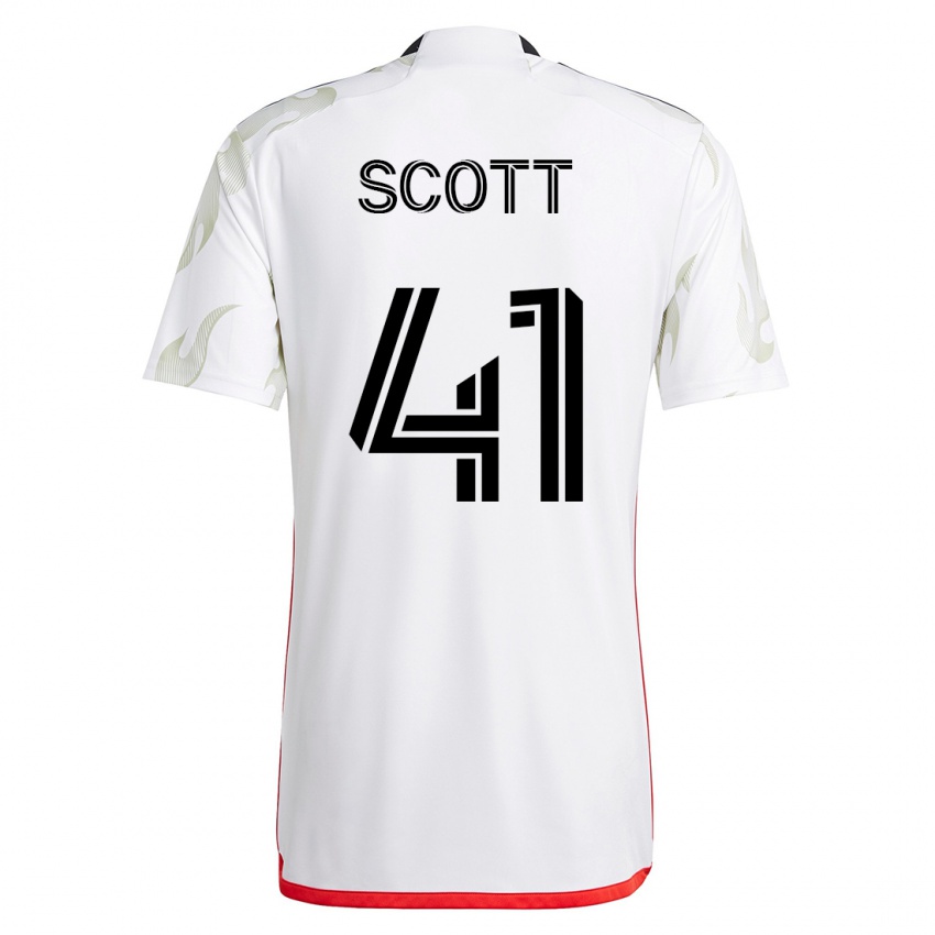 Herren Tarik Scott #41 Weiß Auswärtstrikot Trikot 2023/24 T-Shirt Belgien