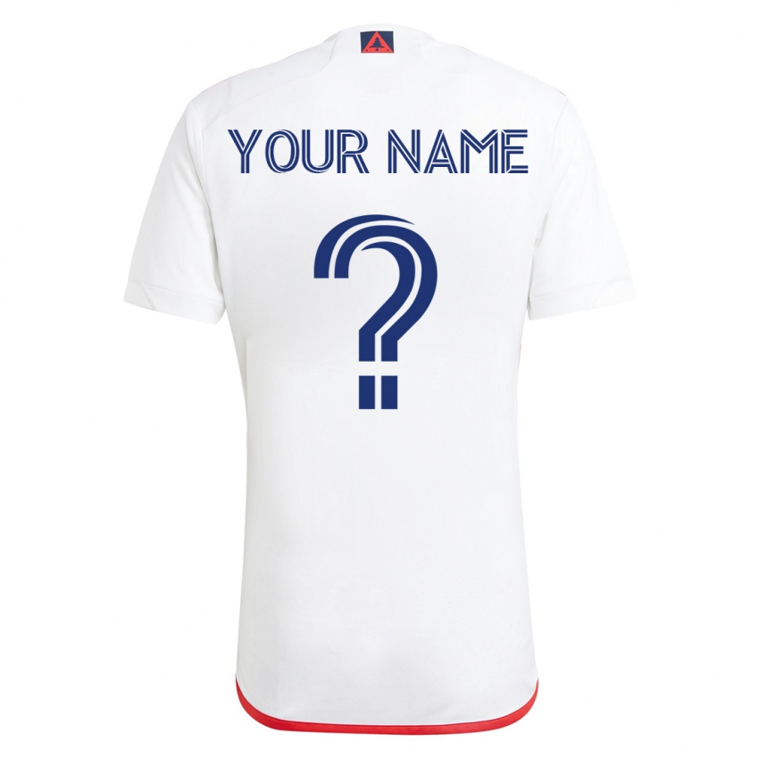 Heren Uw Naam #0 Wit Rood Uitshirt Uittenue 2023/24 T-Shirt België