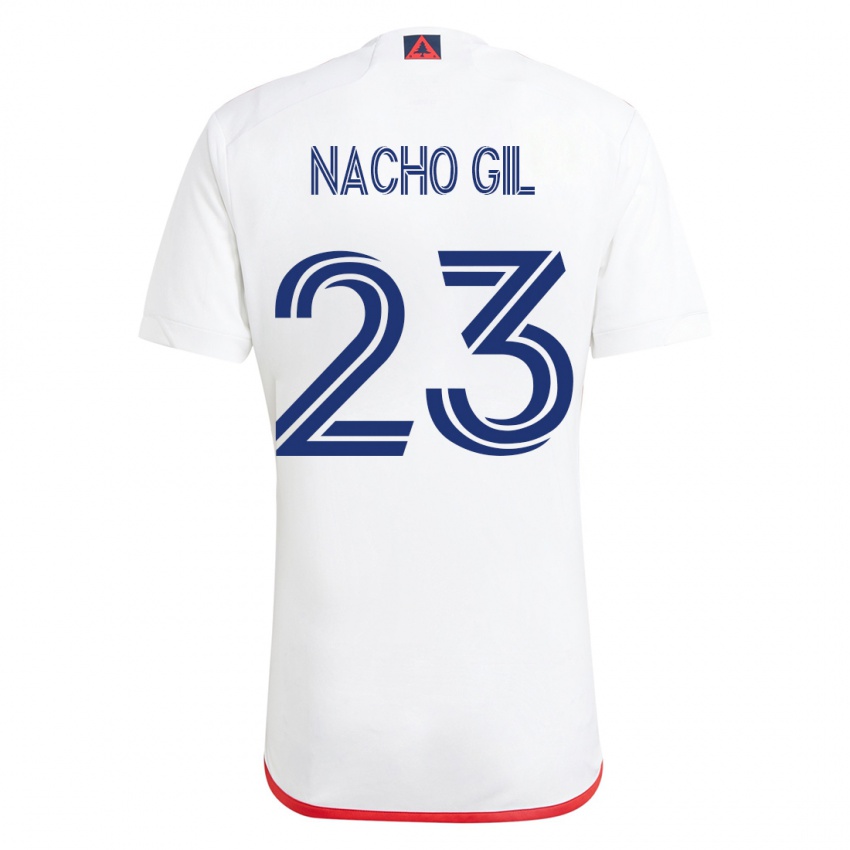 Heren Nacho Gil #23 Wit Rood Uitshirt Uittenue 2023/24 T-Shirt België