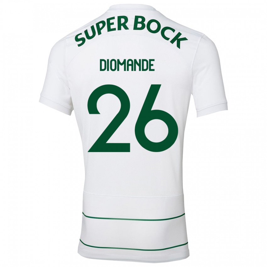 Herren Ousmane Diomande #26 Weiß Auswärtstrikot Trikot 2023/24 T-Shirt Belgien