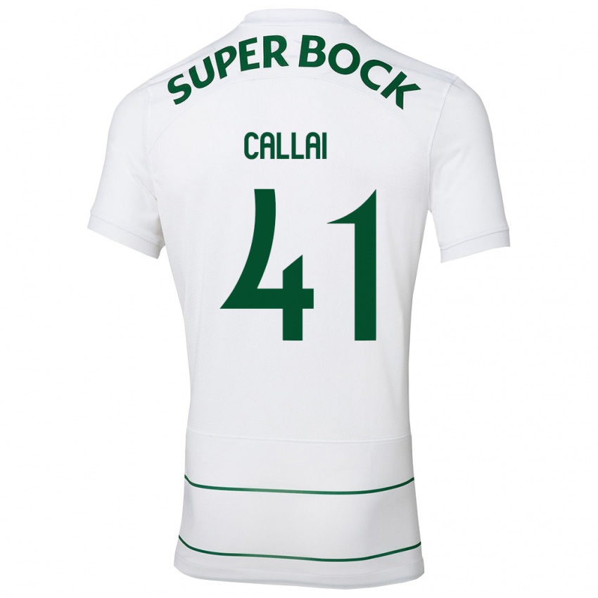 Heren Diego Callai #41 Wit Uitshirt Uittenue 2023/24 T-Shirt België