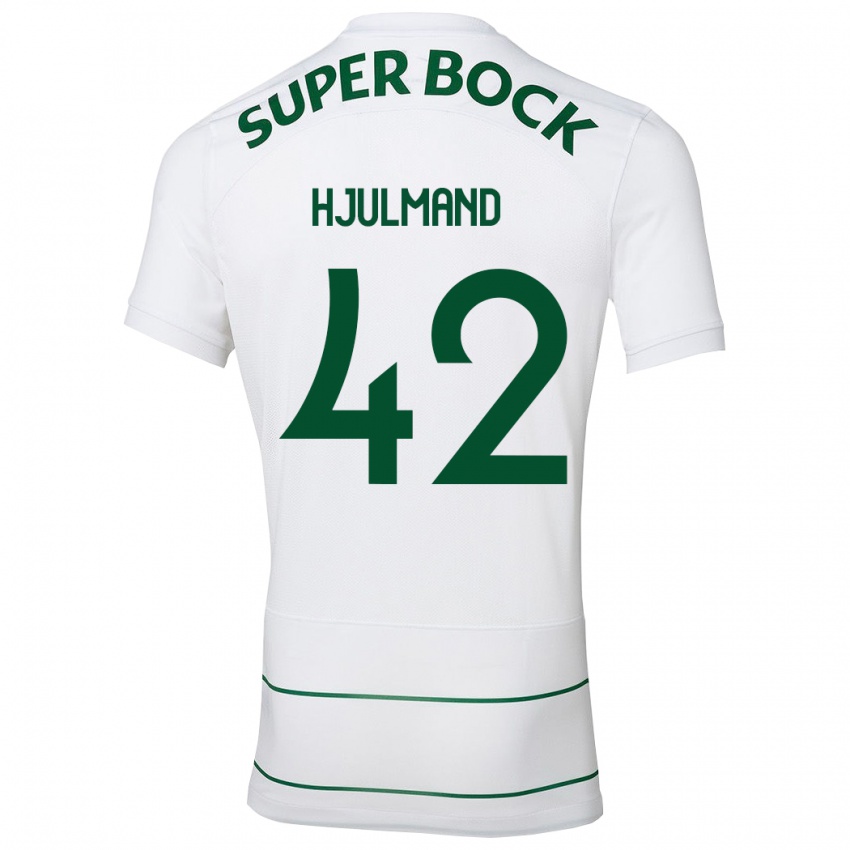 Herren Morten Hjulmand #42 Weiß Auswärtstrikot Trikot 2023/24 T-Shirt Belgien