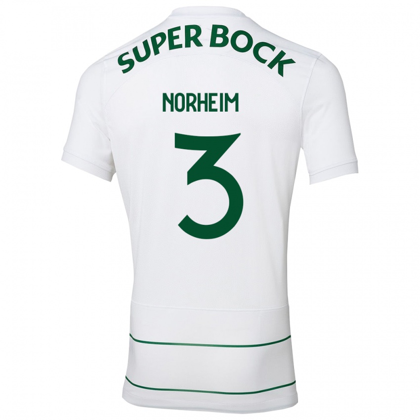Herren Andrea Norheim #3 Weiß Auswärtstrikot Trikot 2023/24 T-Shirt Belgien
