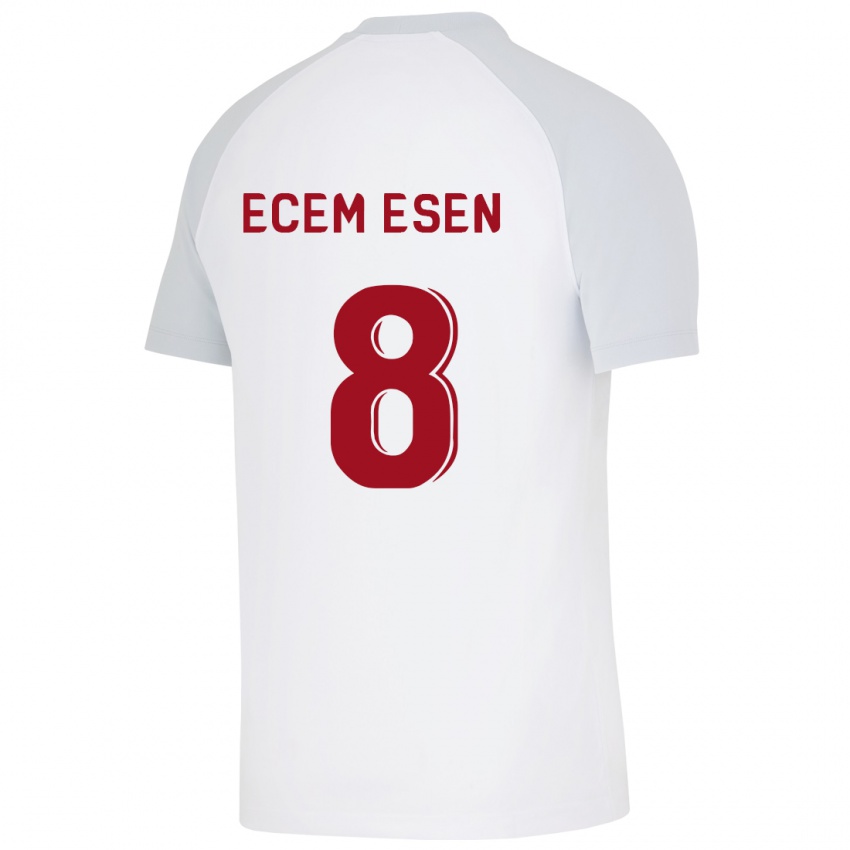 Herren Emine Ecem Esen #8 Weiß Auswärtstrikot Trikot 2023/24 T-Shirt Belgien