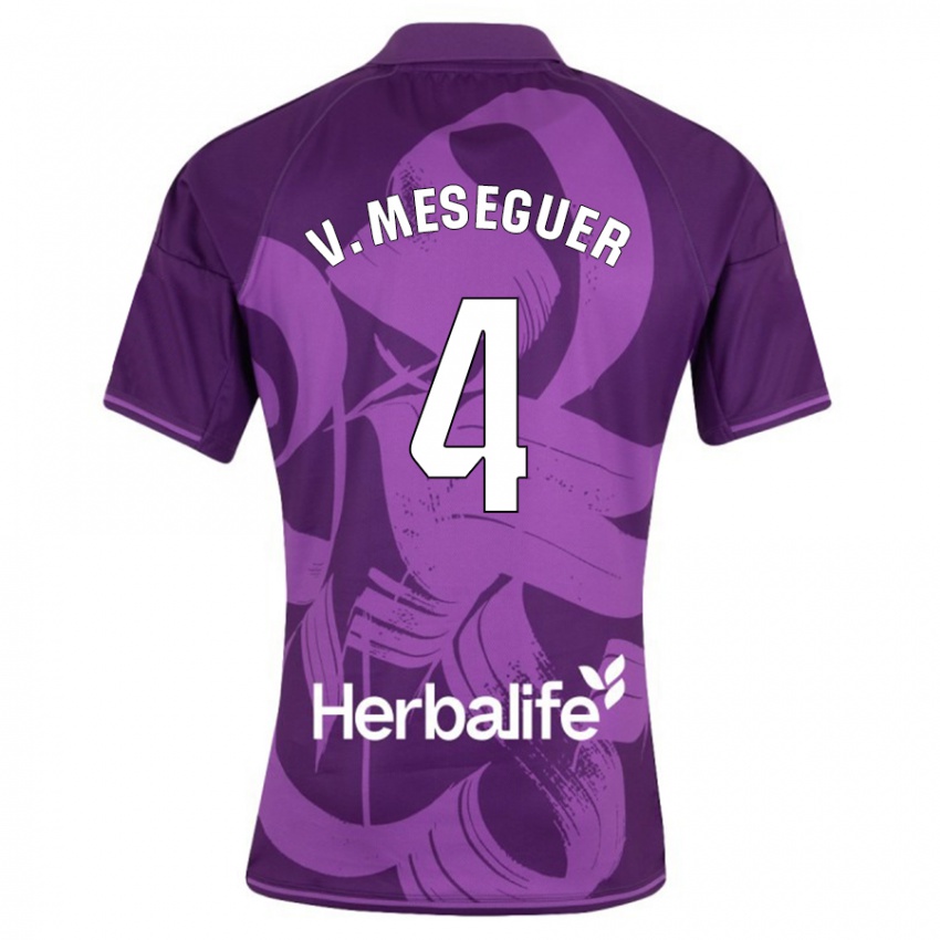 Herren Víctor Meseguer #4 Violett Auswärtstrikot Trikot 2023/24 T-Shirt Belgien