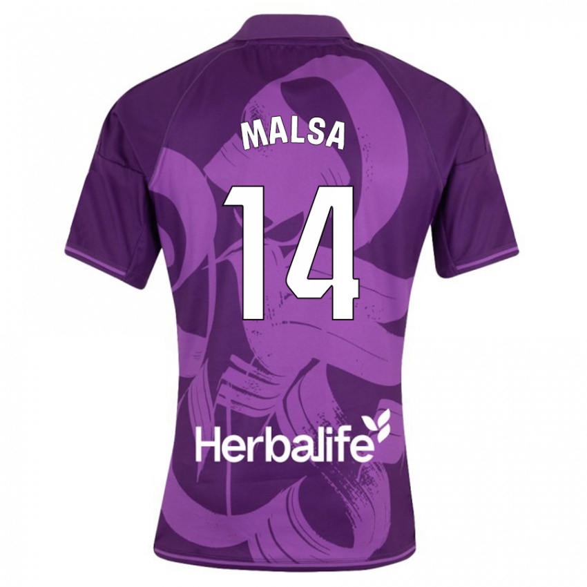 Herren Mickaël Malsa #14 Violett Auswärtstrikot Trikot 2023/24 T-Shirt Belgien