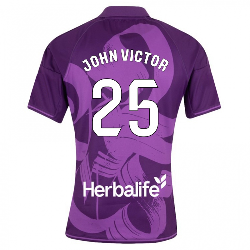 Herren John Victor #25 Violett Auswärtstrikot Trikot 2023/24 T-Shirt Belgien