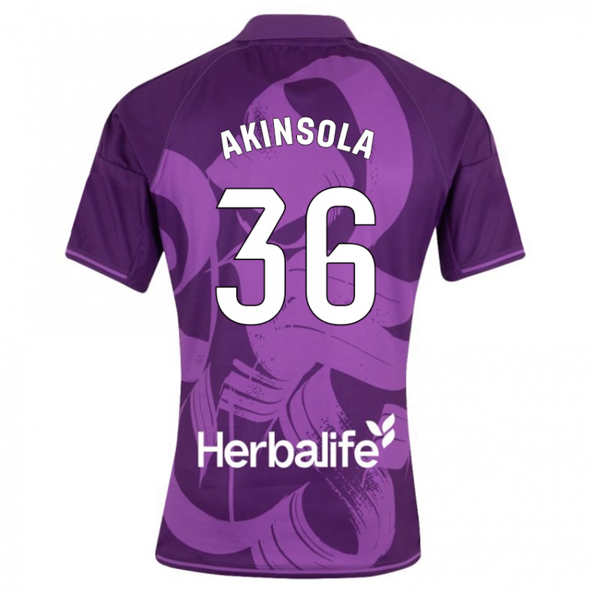 Herren Tunde Akinsola #36 Violett Auswärtstrikot Trikot 2023/24 T-Shirt Belgien