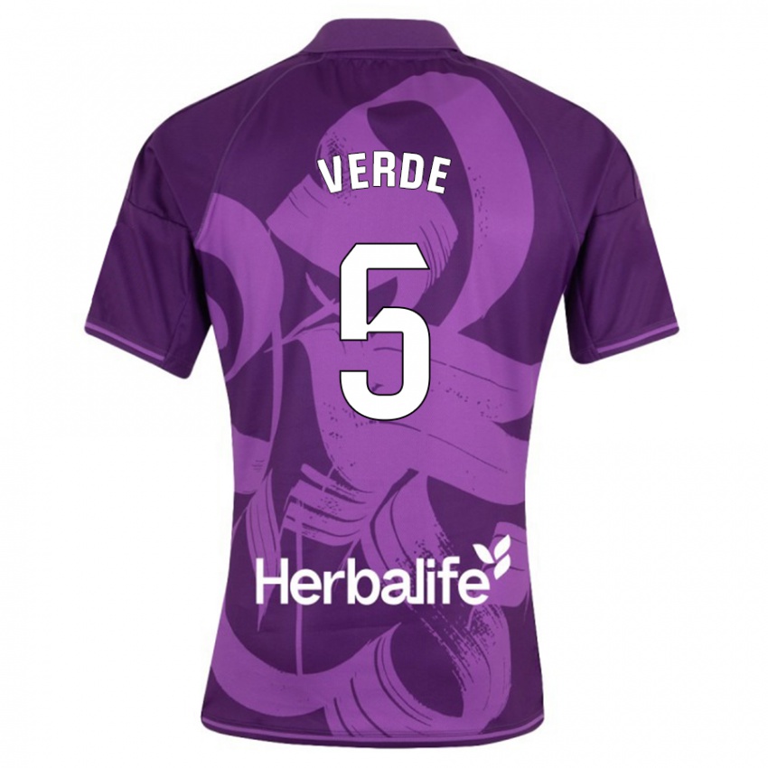 Herren Adrián Verde #5 Violett Auswärtstrikot Trikot 2023/24 T-Shirt Belgien
