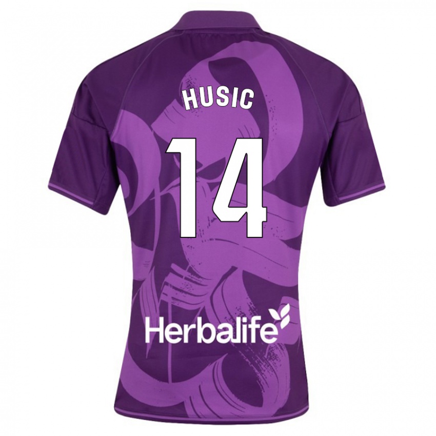 Herren Salih Husic #14 Violett Auswärtstrikot Trikot 2023/24 T-Shirt Belgien