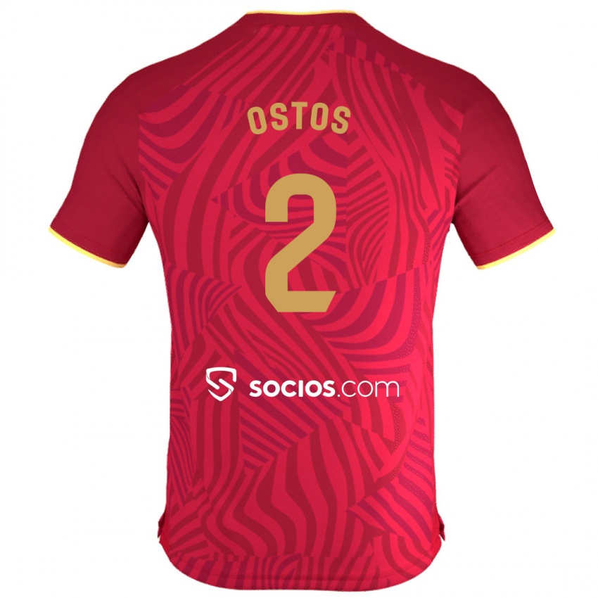 Herren Fran Ostos #2 Rot Auswärtstrikot Trikot 2023/24 T-Shirt Belgien