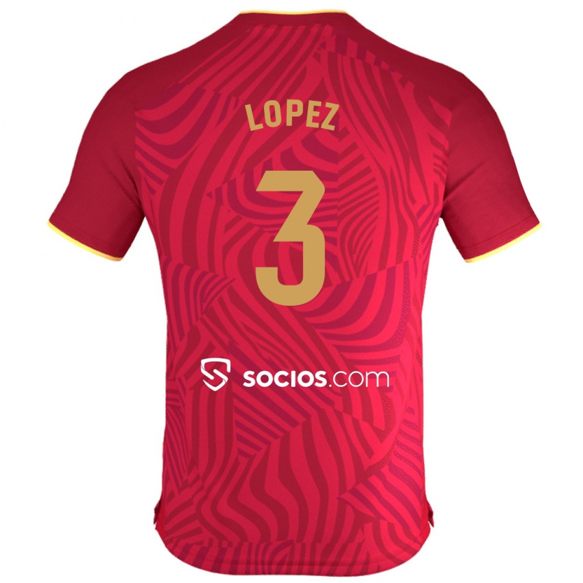 Herren David López #3 Rot Auswärtstrikot Trikot 2023/24 T-Shirt Belgien