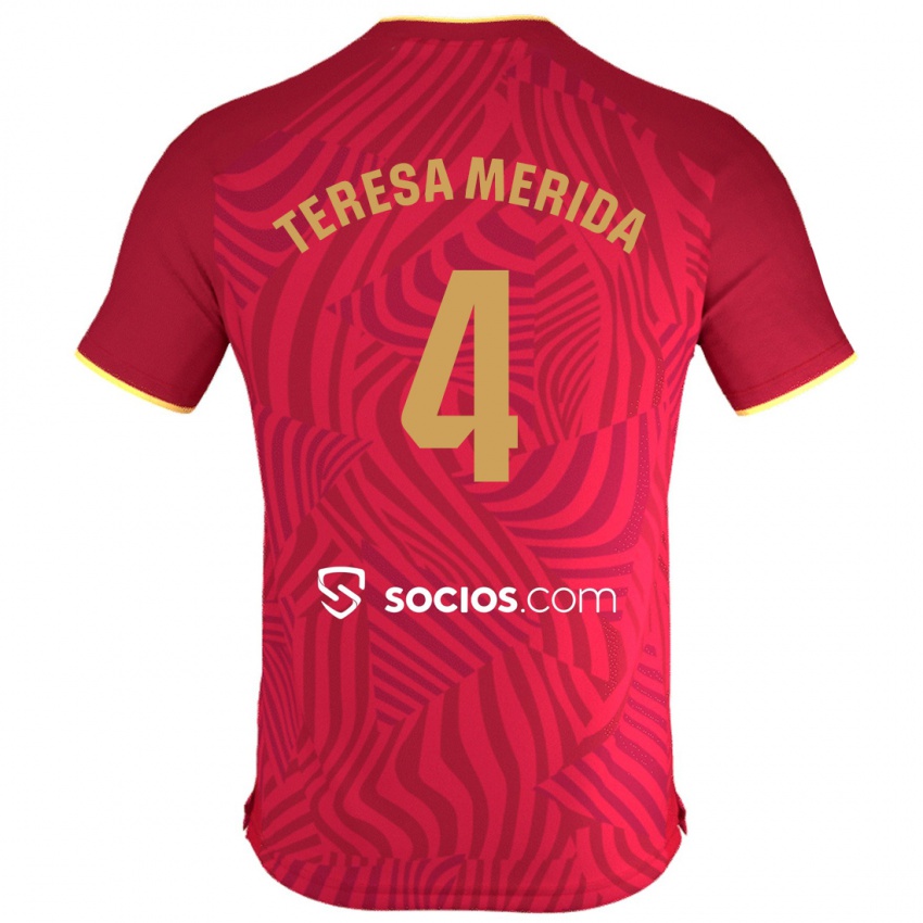 Herren Teresa Merida #4 Rot Auswärtstrikot Trikot 2023/24 T-Shirt Belgien