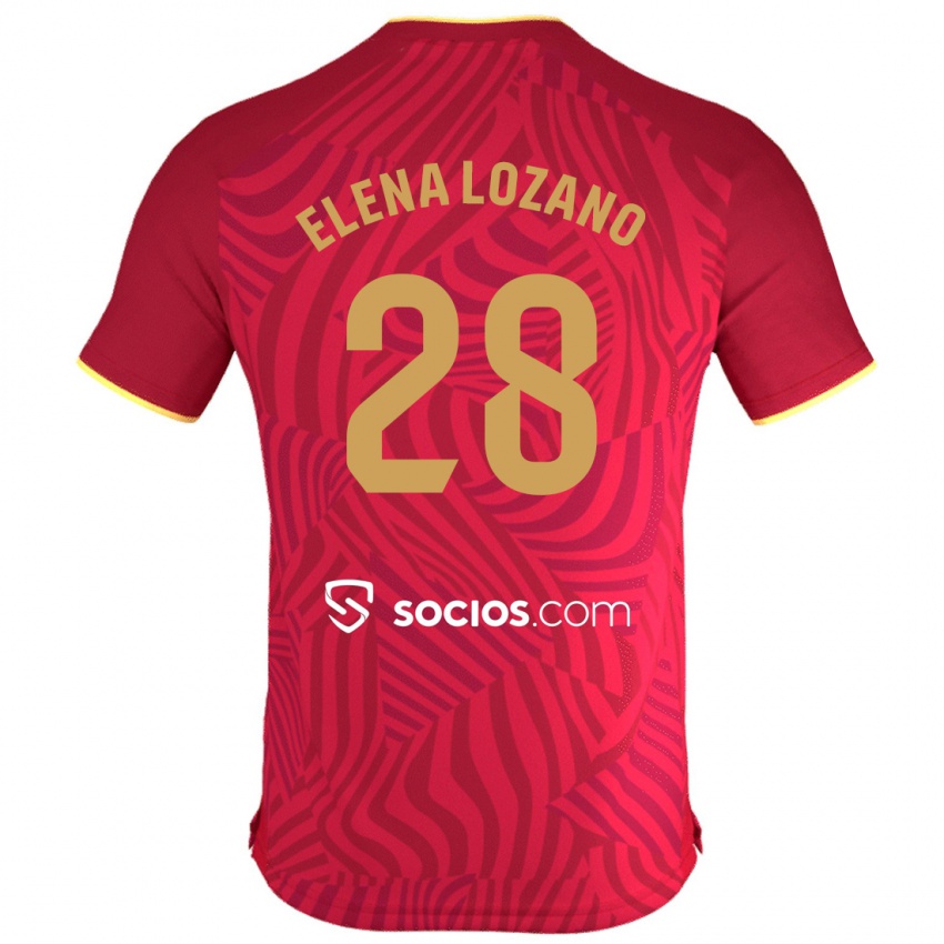 Heren Elena Lozano Gallego #28 Rood Uitshirt Uittenue 2023/24 T-Shirt België