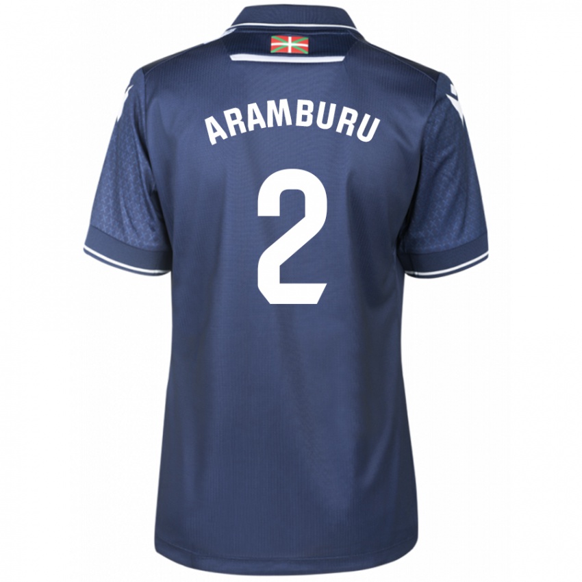 Herren Jon Aramburu #2 Marine Auswärtstrikot Trikot 2023/24 T-Shirt Belgien