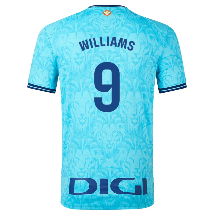 Herren Inaki Williams #9 Himmelblau Auswärtstrikot Trikot 2023/24 T-Shirt Belgien