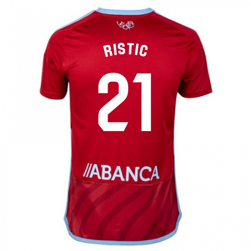 Herren Mihailo Ristic #21 Rot Auswärtstrikot Trikot 2023/24 T-Shirt Belgien