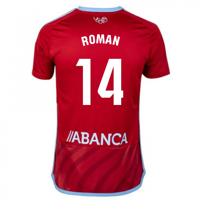 Homme Maillot Miguel Román #14 Rouge Tenues Extérieur 2023/24 T-Shirt Belgique