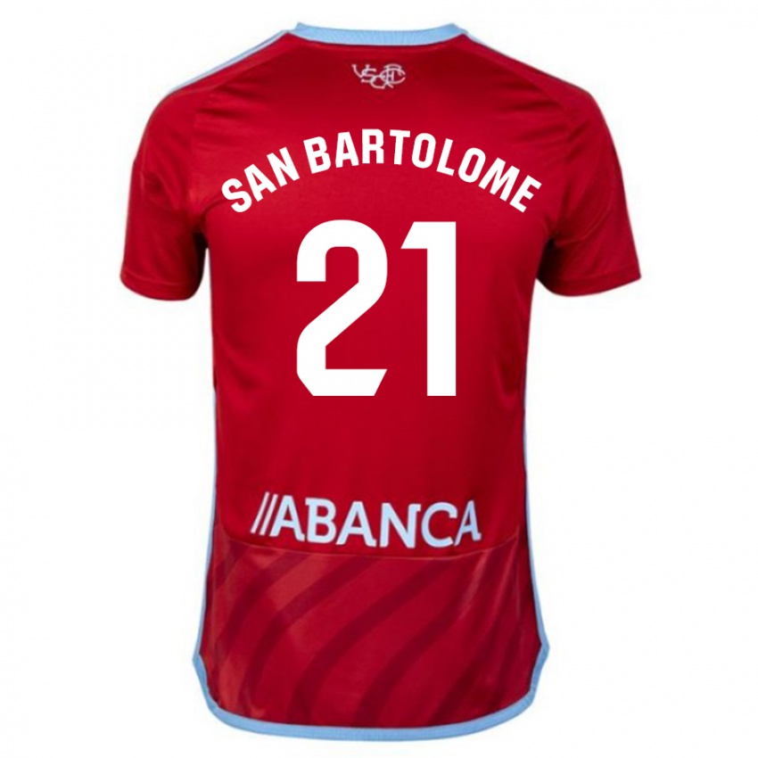 Homme Maillot Victor San Bartolome #21 Rouge Tenues Extérieur 2023/24 T-Shirt Belgique
