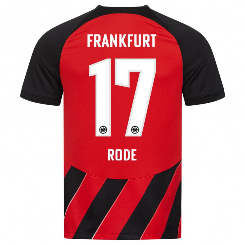 Damen Sebastian Rode #17 Rot Schwarz Heimtrikot Trikot 2023/24 T-Shirt Belgien