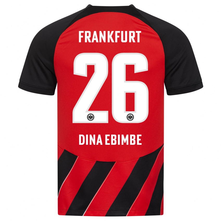 Damen Junior Dina Ebimbe #26 Rot Schwarz Heimtrikot Trikot 2023/24 T-Shirt Belgien