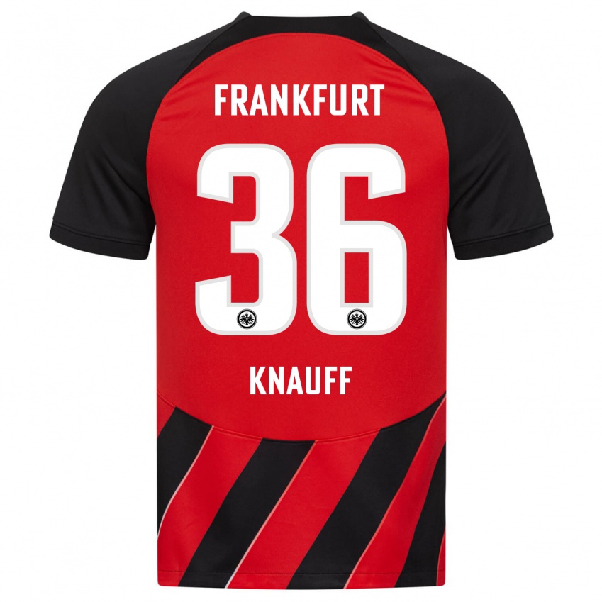 Damen Ansgar Knauff #36 Rot Schwarz Heimtrikot Trikot 2023/24 T-Shirt Belgien