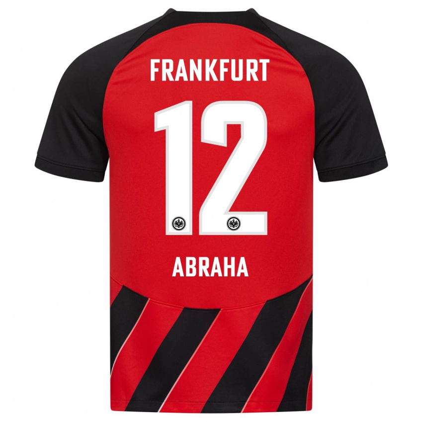 Damen Natnael Abraha #12 Rot Schwarz Heimtrikot Trikot 2023/24 T-Shirt Belgien
