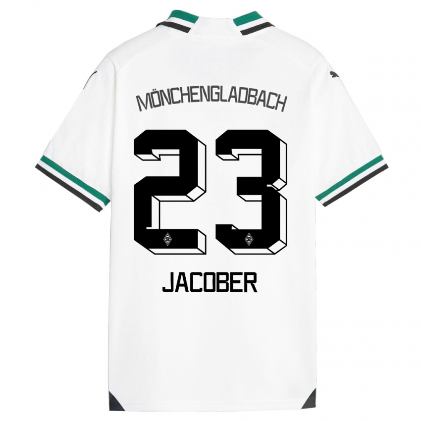 Femme Maillot Magdalena Jacober #23 Blanc Vert Tenues Domicile 2023/24 T-Shirt Belgique