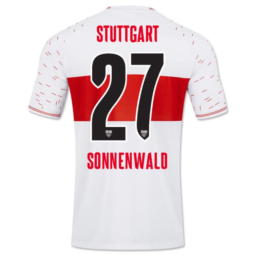 Dames Lukas Sonnenwald #27 Wit Thuisshirt Thuistenue 2023/24 T-Shirt België