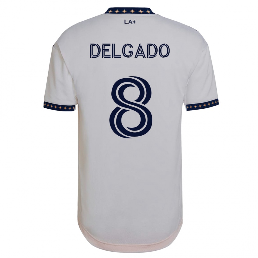 Femme Maillot Mark Delgado #8 Blanc Tenues Domicile 2023/24 T-Shirt Belgique