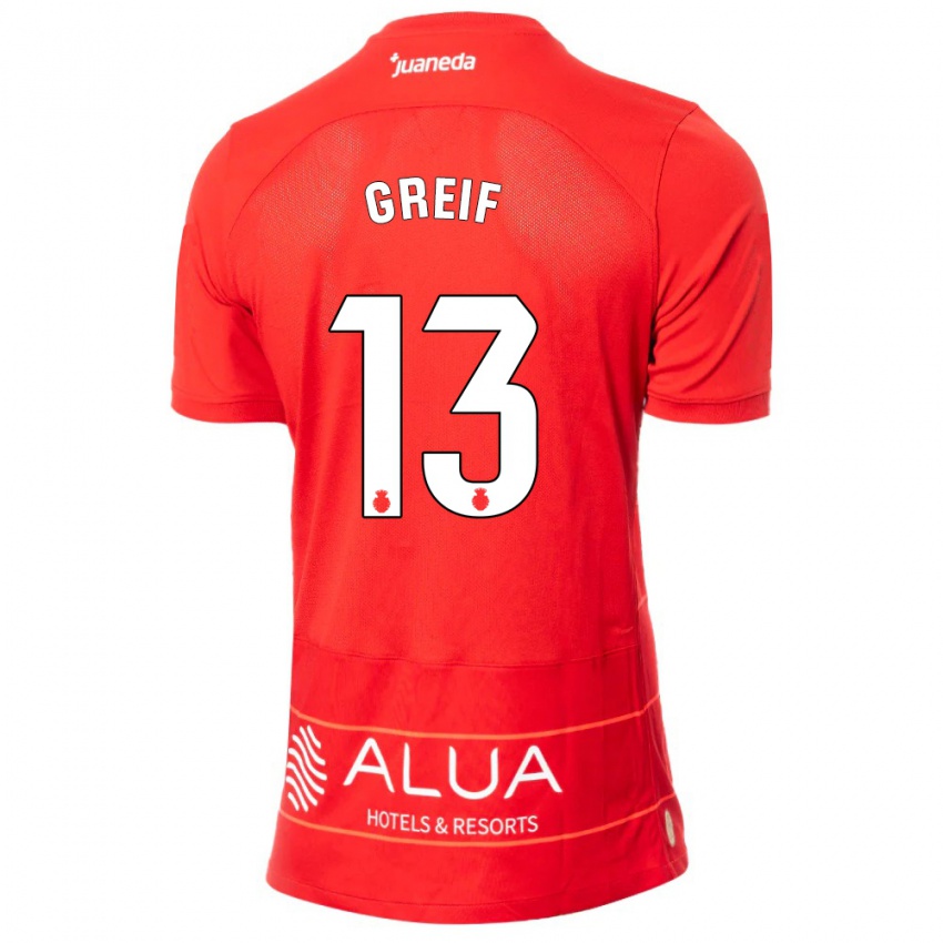Damen Dominik Greif #13 Rot Heimtrikot Trikot 2023/24 T-Shirt Belgien