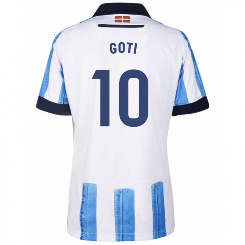 Dames Mikel Goti #10 Blauw Wit Thuisshirt Thuistenue 2023/24 T-Shirt België