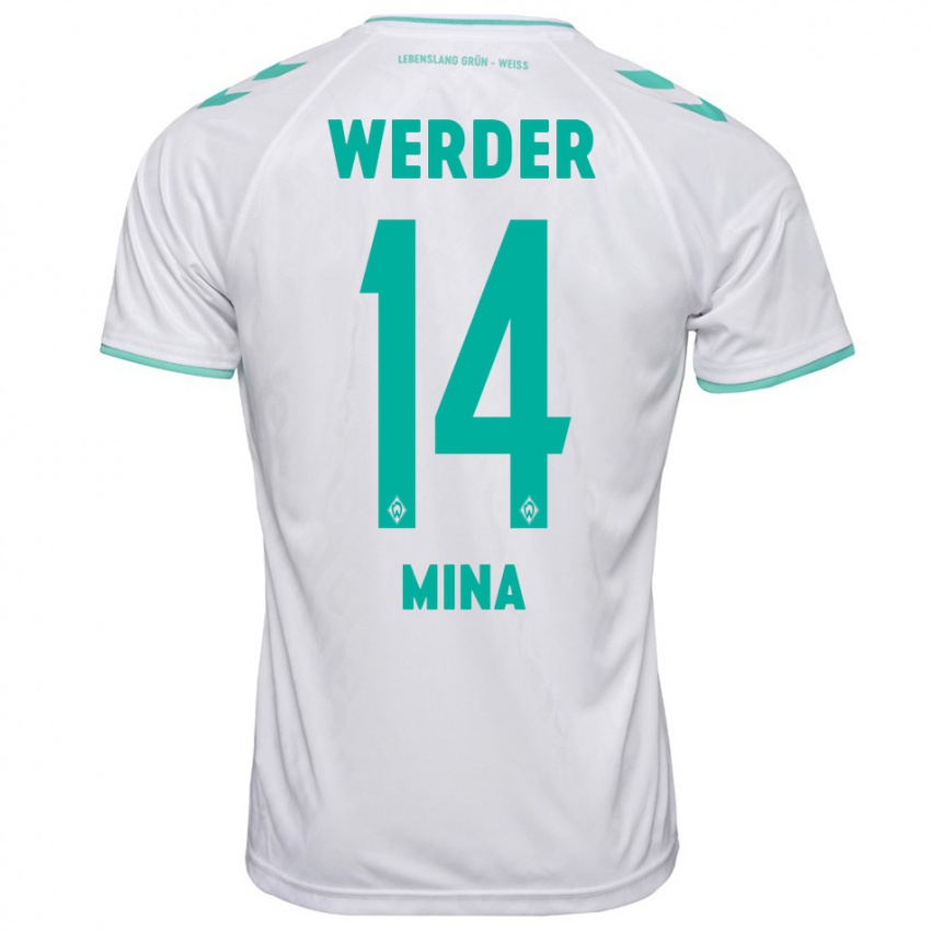 Damen Johan Mina #14 Weiß Auswärtstrikot Trikot 2023/24 T-Shirt Belgien
