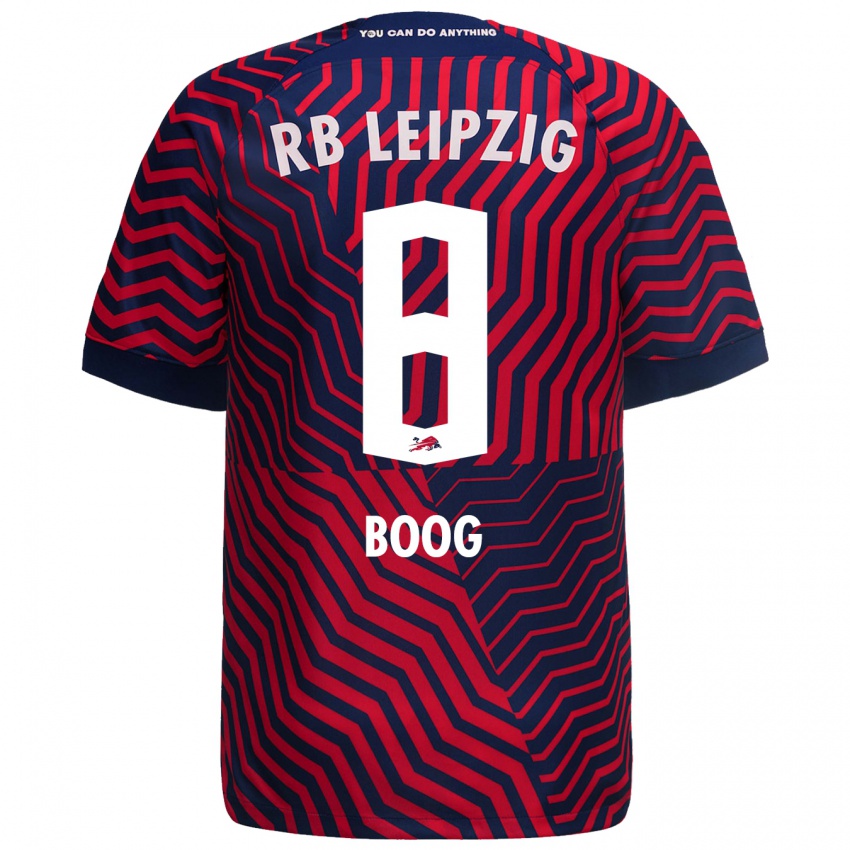 Dames Miguel Boog #8 Blauw Rood Uitshirt Uittenue 2023/24 T-Shirt België