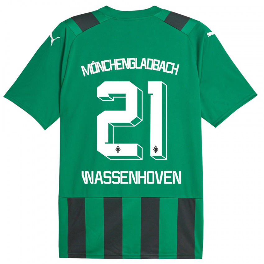Damen Michelle Wassenhoven #21 Schwarz Grün Auswärtstrikot Trikot 2023/24 T-Shirt Belgien