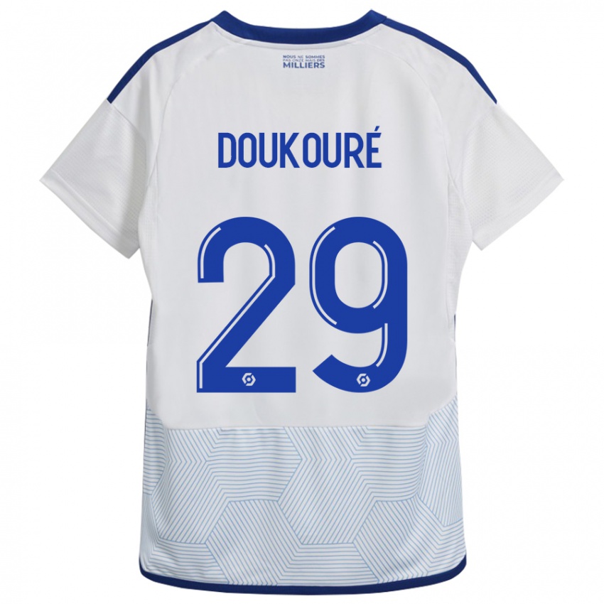 Damen Ismaël Doukouré #29 Weiß Auswärtstrikot Trikot 2023/24 T-Shirt Belgien