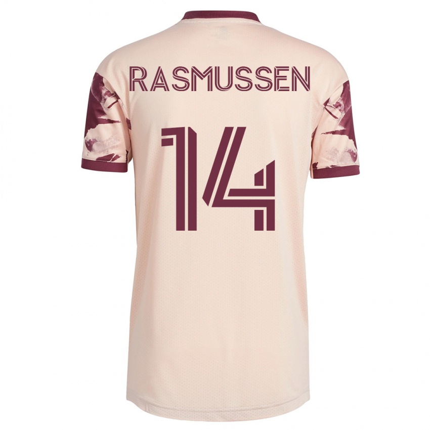 Damen Justin Rasmussen #14 Cremefarben Auswärtstrikot Trikot 2023/24 T-Shirt Belgien
